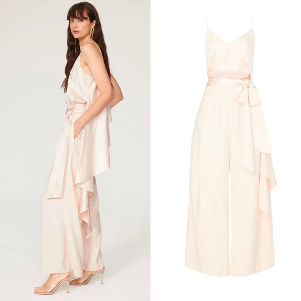 Obando‎ Collective Satin Wide Leg Jumpsuit Cream Size 10 - Picture 12 of 12